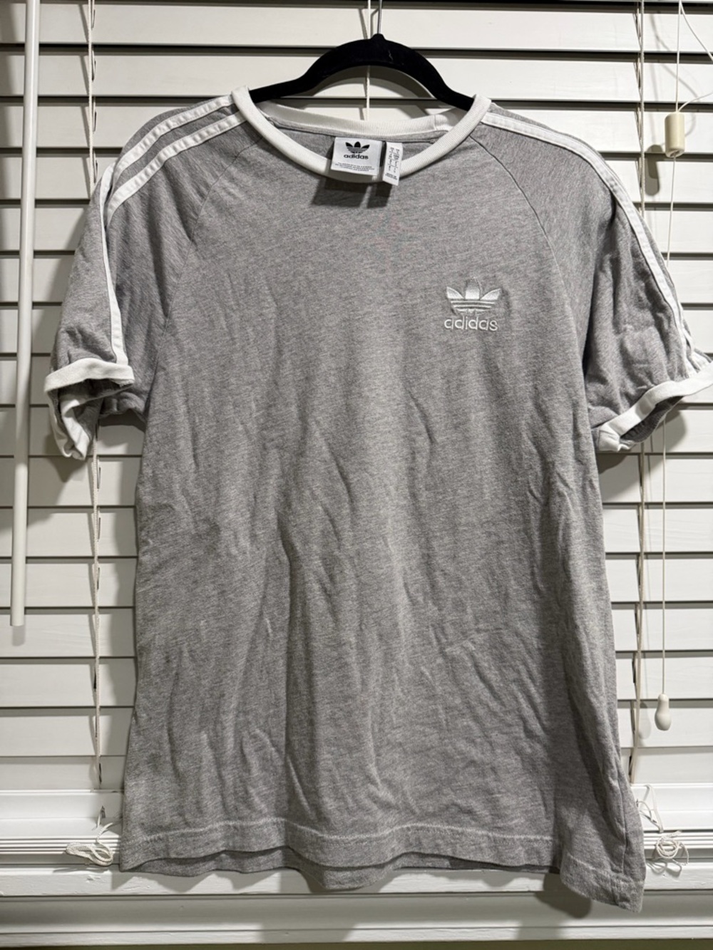 adidas Gray Short-Sleeve Trefoil Ringer Tee